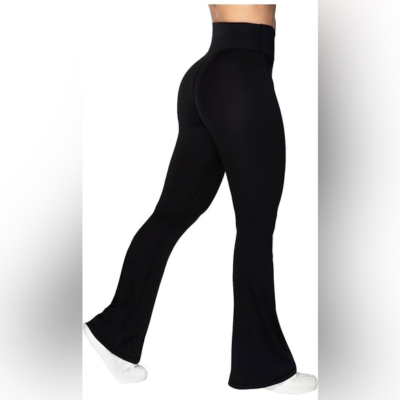 Sunzel Yoga Pants Flare Legging, High-Waisted, Wide Leg Black 30 inseam - Picture 3 of 9